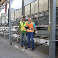 Austin Hildebrandt and Kent Funkhouser during 2024 Onion Seed Harvest