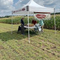 The crew at Crookham Seeds sets up for the Wisconsin Trials